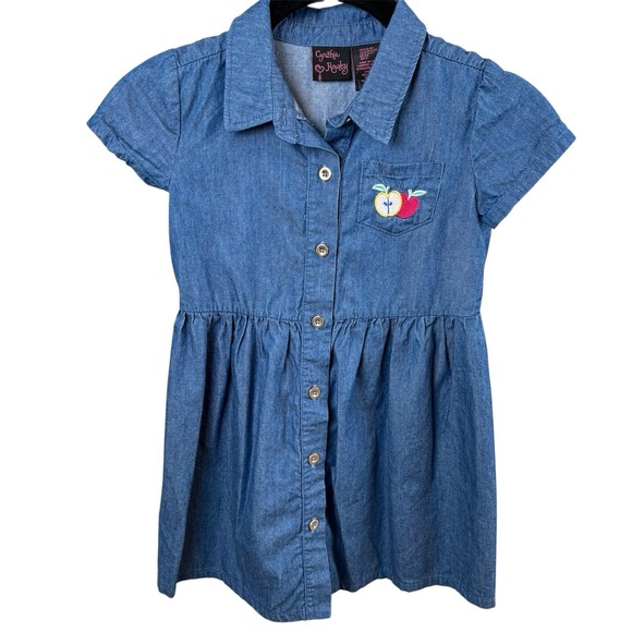 Cynthia Rowley Other - Cynthia Rowley Girls Blue Denim Look‎ Dress Apple Size Small Button Front School